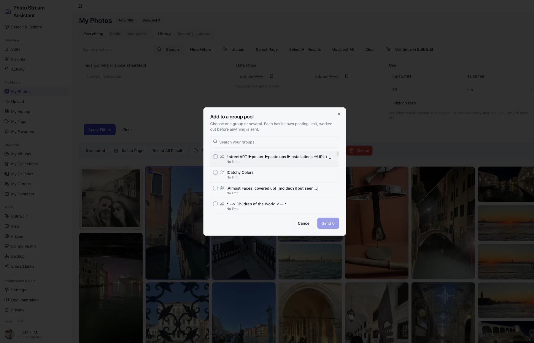Submitting Flickr photos to several group pools at once from a Mac