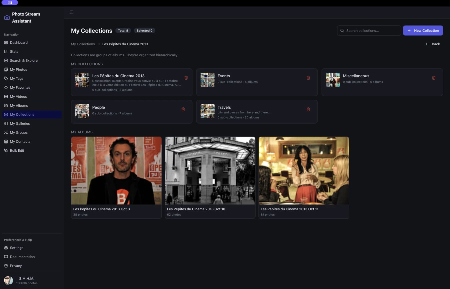 Managing Flickr collections in Photo Stream Assistant