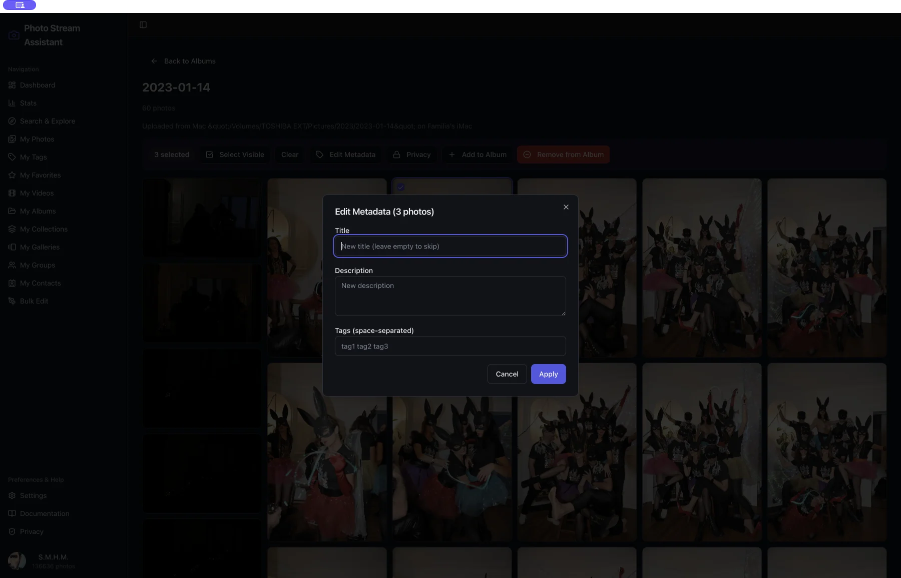 Editing Flickr metadata in Photo Stream Assistant on Mac