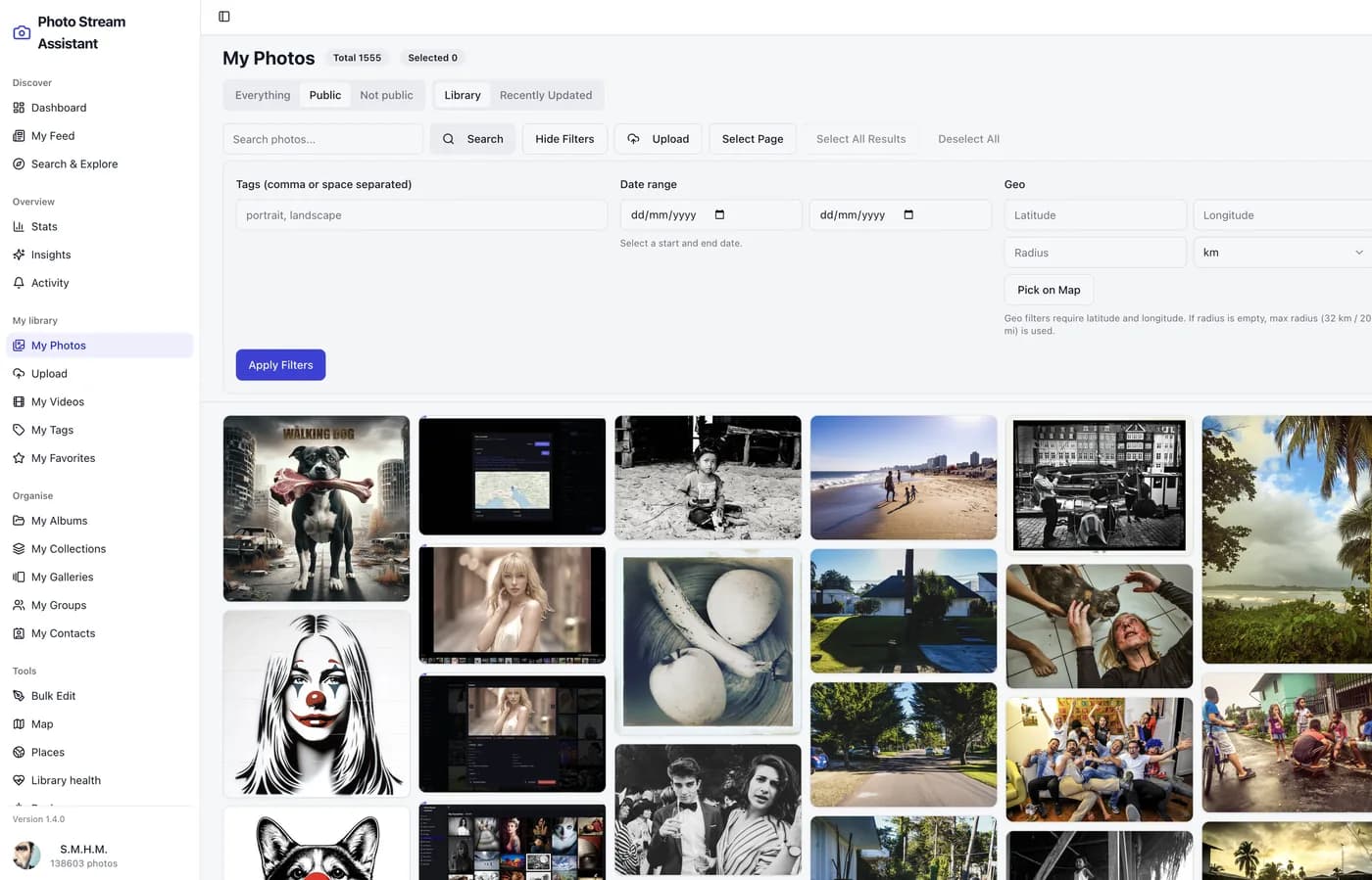 Photo Stream Assistant library view on macOS